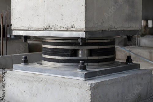 Close Up of Laminated Rubber Seismic Isolation Bearing
