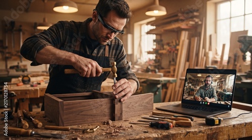 Obraz na płótnie Smart glasses connecting skilled workers with remote specialists during complex hands-on tasks and technical services.
