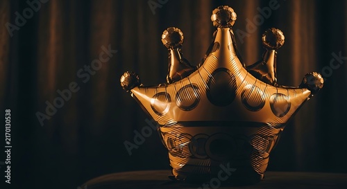Elegant Golden Royal Crown Resting on a Dark Background