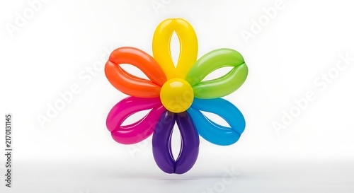 Vibrant handcrafted balloon flower blooming with bright, joyful colors, perfect for festive decorations