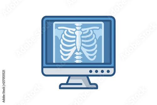 Flat Design X-Ray Scan on Monitor Vector Icon