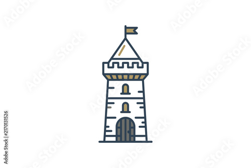 Medieval Castle Tower Vector Illustration