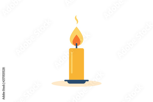 Lit Candle Flat Vector Illustration