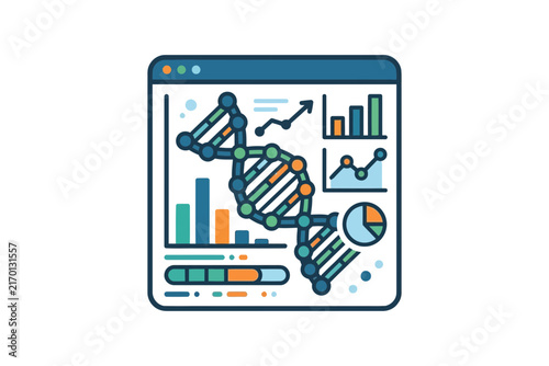 DNA Data Analytics Dashboard Vector Illustration