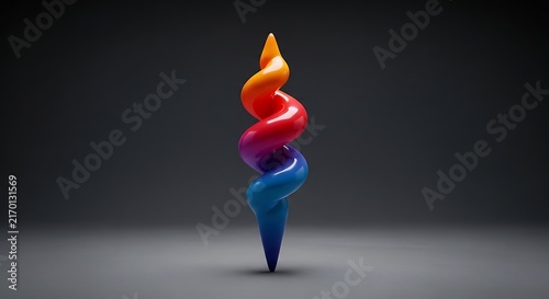 Vibrant Colorful 3D Spiral Gradient Shape on Dark Background
