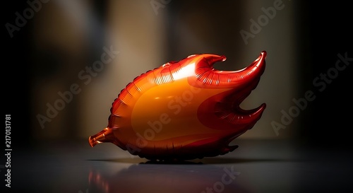 Fiery balloon shaped like a flame, creating a dramatic visual effect