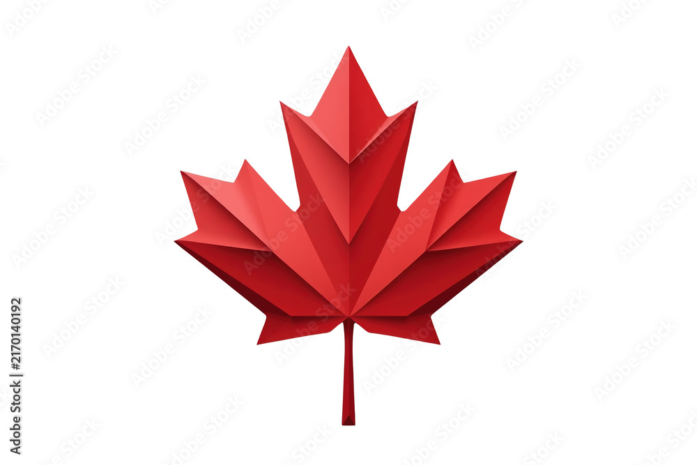 Obraz premium Angular low polygon red maple leaf