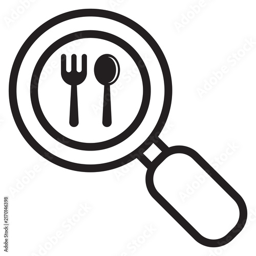 Magnifying Glass With Cutlery Icon