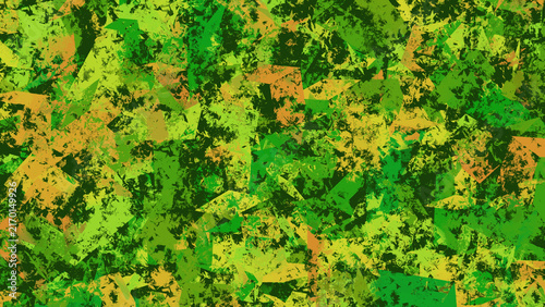 Abstract Green and Yellow Grunge Texture Background with Geometric Fragments.