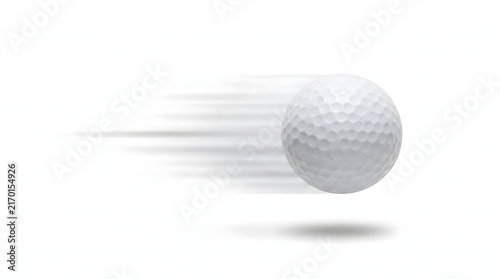 Golf Ball in Motion with Blurred Trail and Shadow