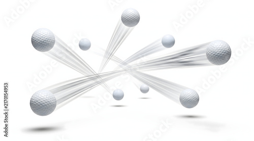 Abstract Golf Balls in Motion Crossing Paths