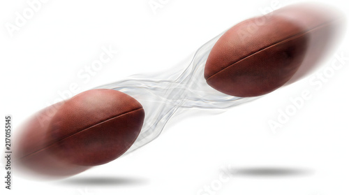 Two American Footballs Balls in Motion with Smoke Trail