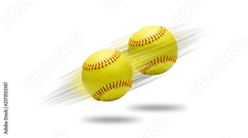 Two Yellow Tennis Softballs in Motion with Speed Lines