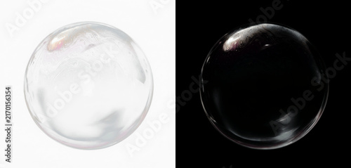 Obraz na płótnie Abstract soap bubble png with iridescent surface texture, transparent floating s