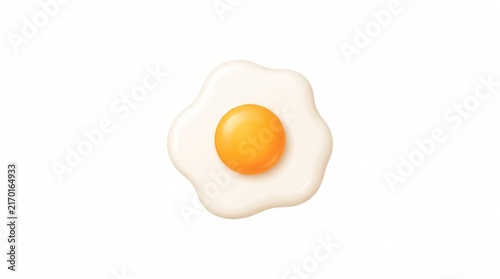 Realistic graphic illustration of a sunny-side-up egg with a bright yellow yolk and white on a clean white background
