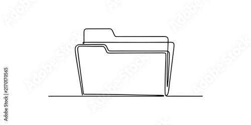Continuous single line drawing of an office document folder for data storage and digital file management