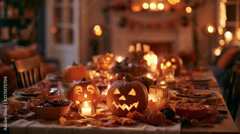 Naklejka premium Halloween night dinner