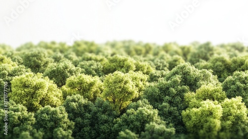 Lush Green Forest Canopy Under Bright Sunlit Sky in Early Morning