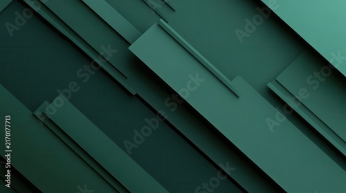 Abstract Green Geometric Background with Layered Rectangles and Lines