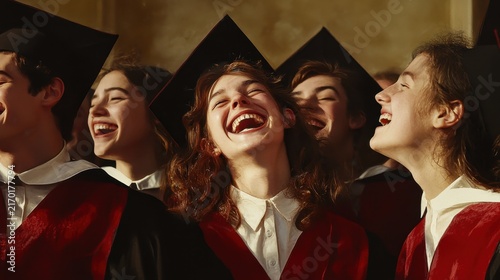 Joyful Graduation Moment with Students Celebrating Academic Achievement