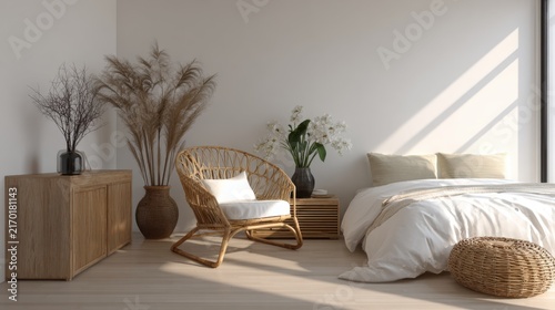 Cozy and Minimalist Bedroom Design with Natural Elements and Light