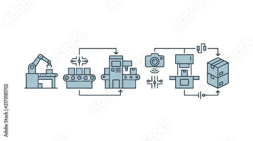 Industrial Automation and Manufacturing Process Illustration.