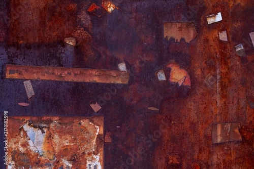 фотографія Heavy rustic dark brown metal wall texture background with rich orange corrosion