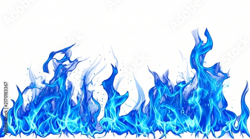 Vibrant Blue Flames Abstract Fire Energy Background Art.