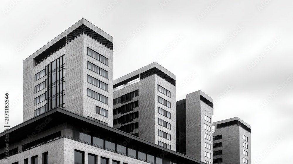 Fototapeta premium Modern Architectural Design of Urban Buildings Against Cloudy Sky