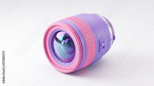 Pastel Purple Camera Lens on White Background with Modern Design.
