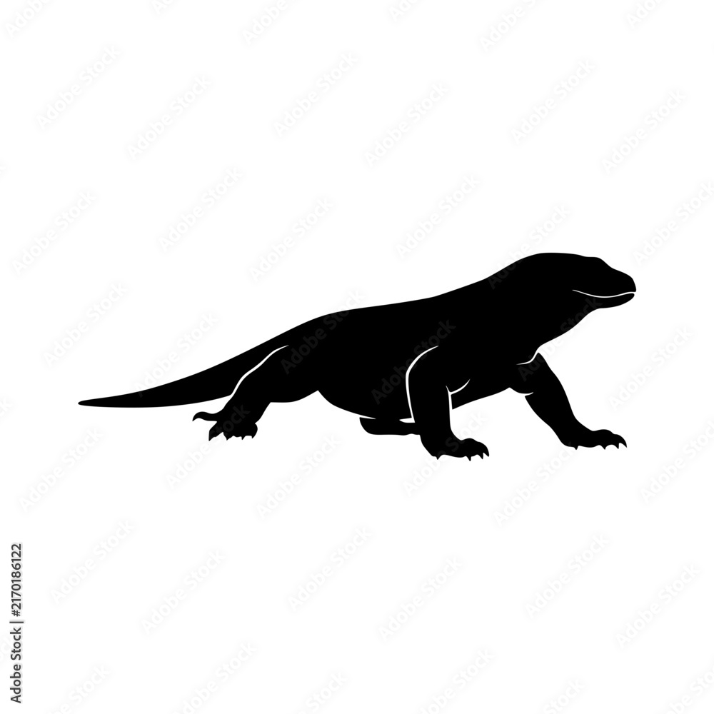 Fototapeta premium Lizard silhouette walking vector illustration