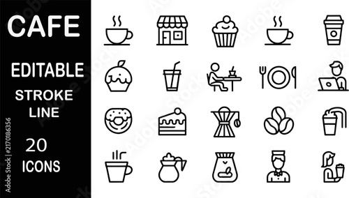 Minimalist Coffee Shop and Bakery Line Icons for Menu Design