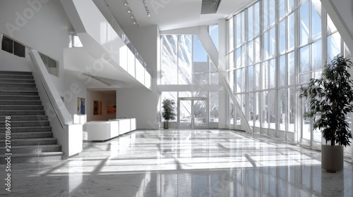 Modern Architectural Interior with Bright Natural Light and Space