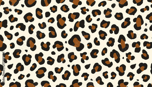 Canvas Print Classic leopard print seamless pattern with brown and black spots on a light beige background