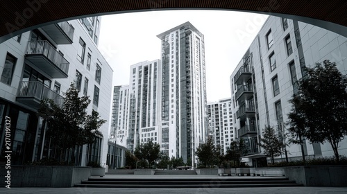 Modern Urban Architecture with Buildings in a Contemporary Layout