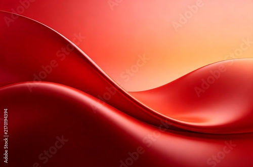 Abstract red flowing waves with smooth curves and soft lighting, creating a modern minimal background texture.
