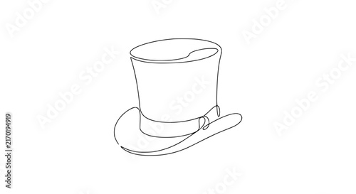 Top Hat Simple Line Art Isolated Magic Symbol Formal Headwear