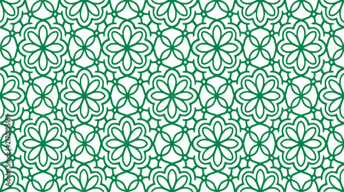 Seamless Green Floral Geometric Pattern Abstract Decorative Background