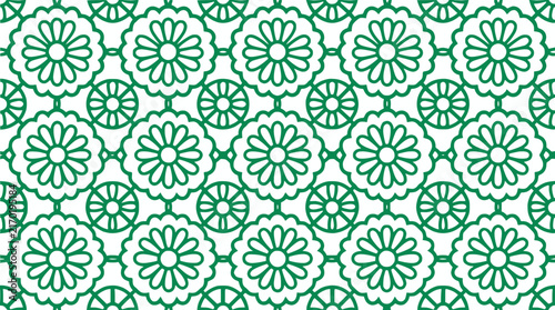 Seamless Green Floral Pattern Motif on Transparent Background