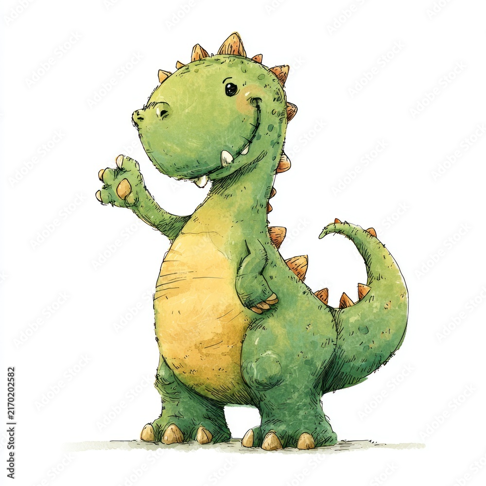 Fototapeta premium Cute green dinosaur with transparent background