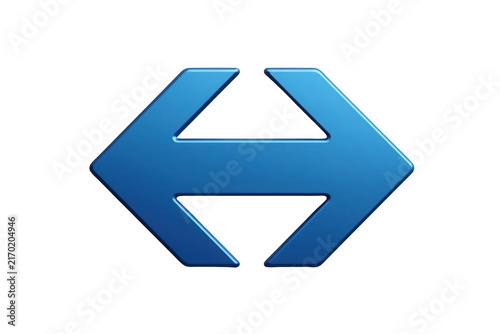 Glossy blue bidirectional horizontal arrow
