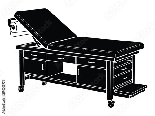 Black medical exam table icon