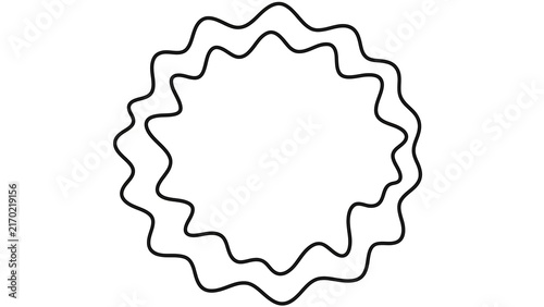 Double wavy circular line art white background.