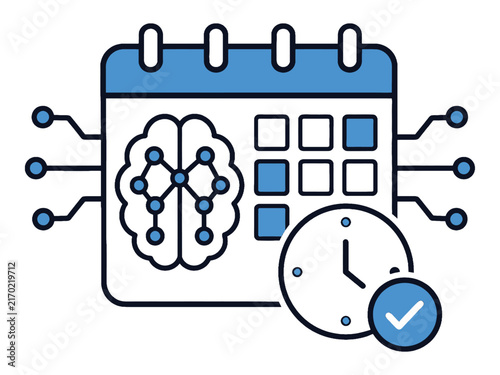 AI Calendar Modern Vector Icon for Artificial Intelligence and AI Tools