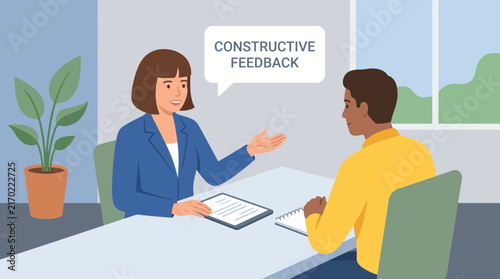 Картината върху платно Manager Giving Constructive Feedback During Performance Review