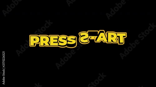 4K Video Press Start Rotating 3D Flip Motion Text Animation Alpha Channel