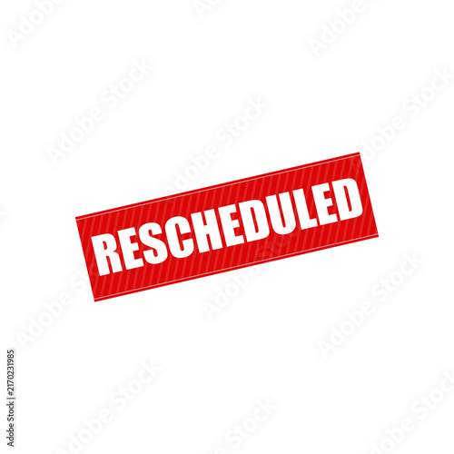 Red Rescheduled Sign | Event Schedule Change Announcement, Bold Notice Label, Marketing Banner