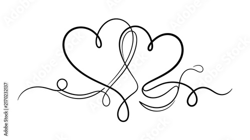 Elegant Heart Swirls Isolated Graphic Element