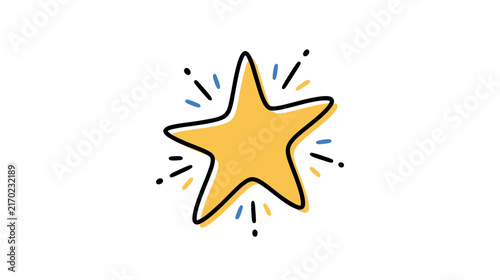 Hand Drawn Golden Starburst with Sparkles