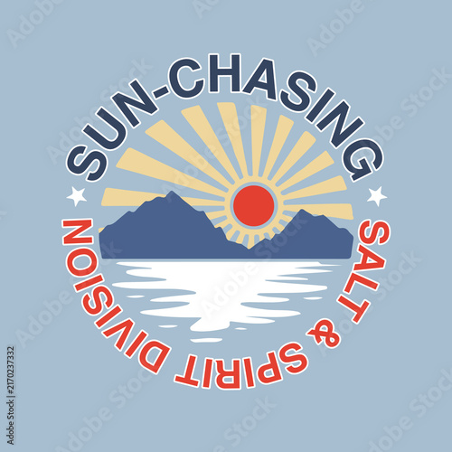 Sun chasing with salt spirit graphics on beach